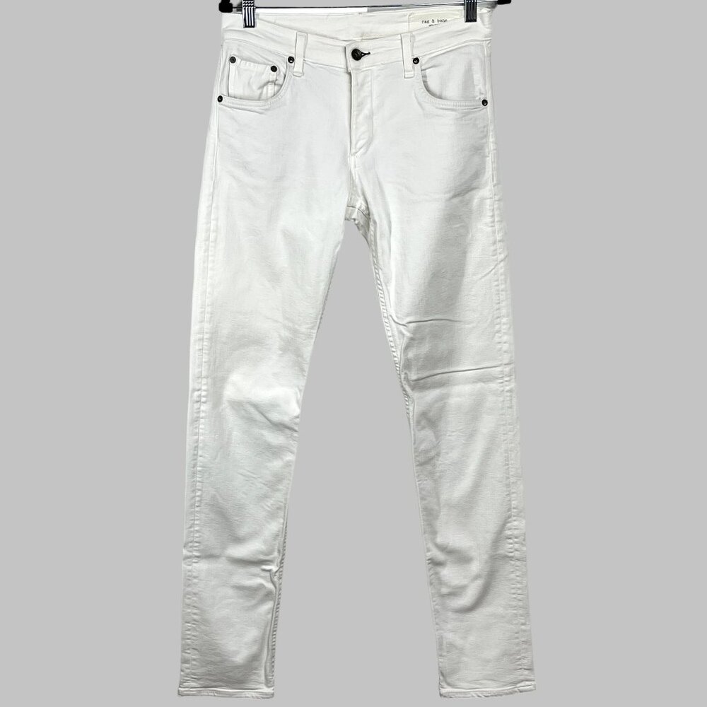 Rag &‎ Bone Womens White Denim Pants Button Fly Size 30 Slim Leg Standard Issue